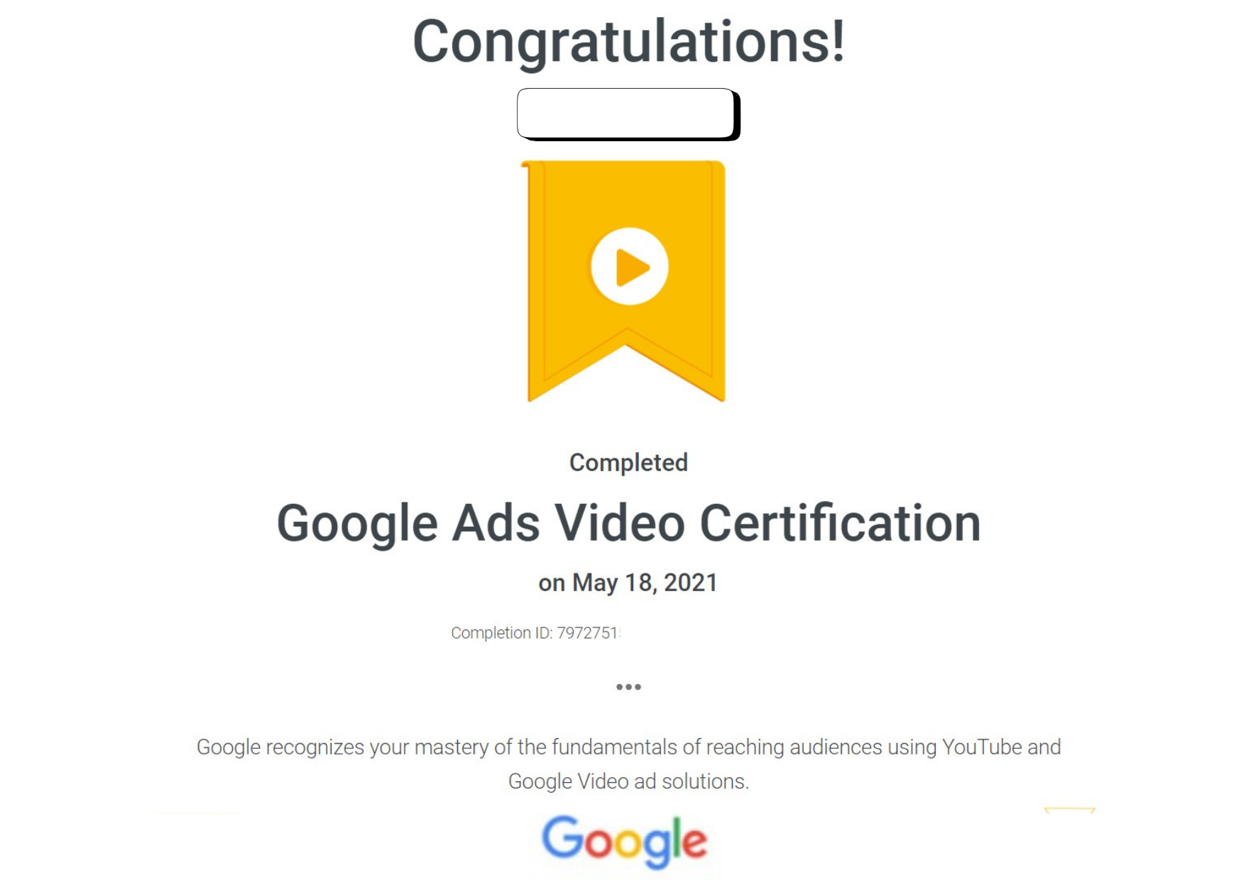 Google Ads Video Certification