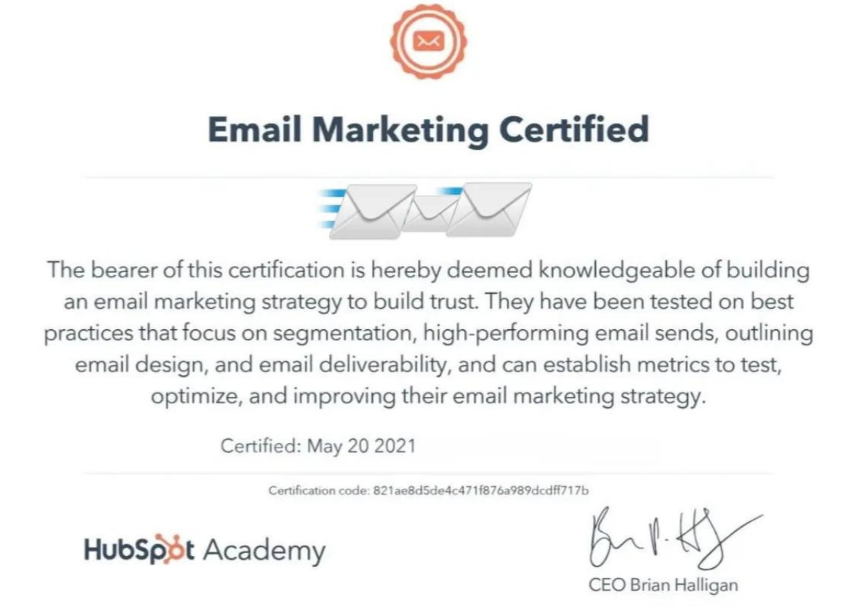 HubSpot Email Marketing Certified